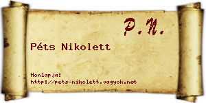 Péts Nikolett névjegykártya
