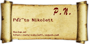 Péts Nikolett névjegykártya