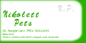 nikolett pets business card